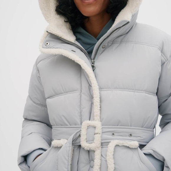 NWT Noize Vegan Aberdeen Mid-Length Puffer Winter Jacket in Sky Blue - Picture 3 of 16